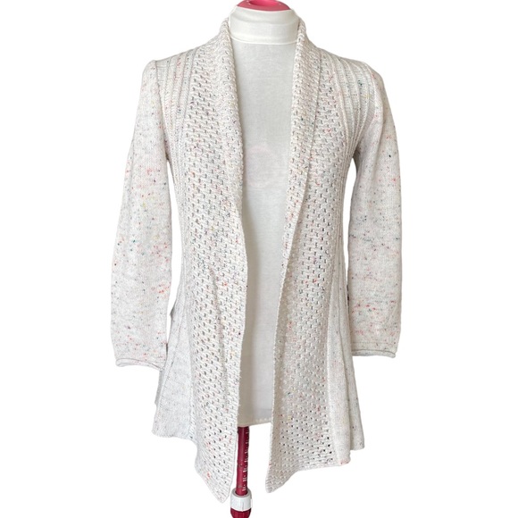 ADRIENNE VITTADINI Sweater Open Cardigan Off White Multi Color Size PS - Picture 1 of 16